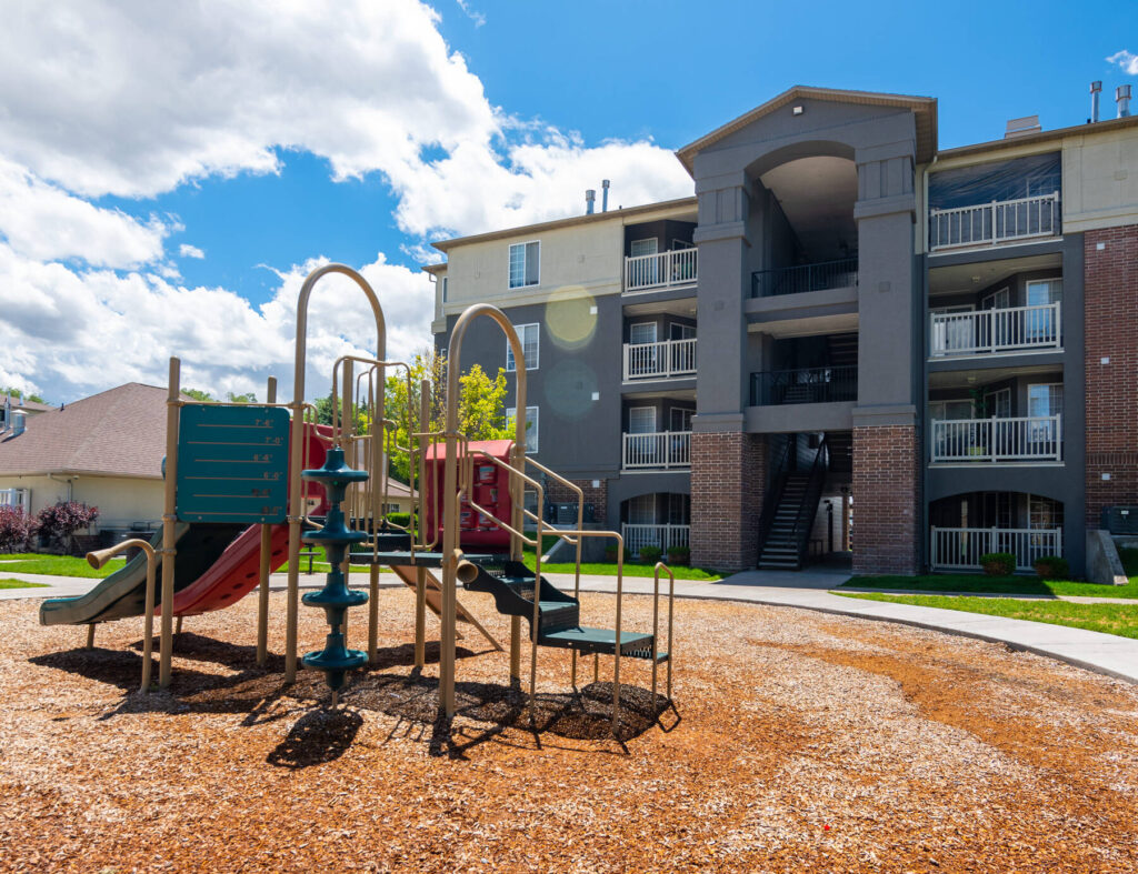 Playground with climbing and slides